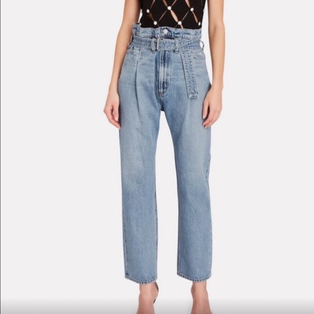 Agolde reworked high waisted 90’s paperbag organic cotton Jeans - Light Blue